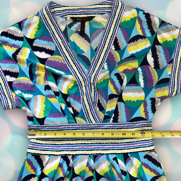 Vintage Y2K BCBGMaxazria Women’s Stretchy V-Neck Pattern Dress Size S - Picture 3 of 5